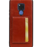 Standing Back Cover 1 Cards for Huawei Mate 20 X Brown