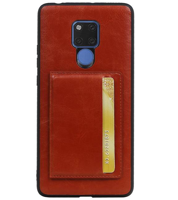 Staand Back Cover 1 Pasjes voor Huawei Mate 20 X Bruin