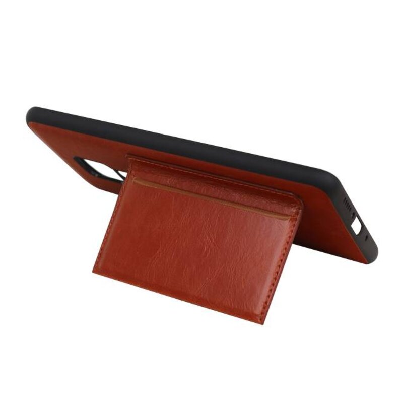 Standing Back Cover 1 Cards for Huawei Mate 20 X Brown