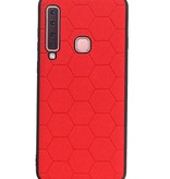 Estuche rígido hexagonal para Samsung Galaxy A9 2018 rojo