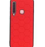 Étui rigide hexagonal pour Samsung Galaxy A9 2018 rouge