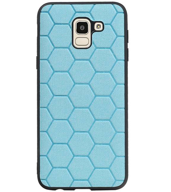 Étui rigide hexagonal pour Samsung Galaxy J6 bleu