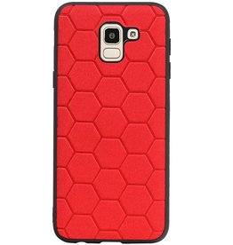 Étui rigide hexagonal pour Samsung Galaxy J6 rouge