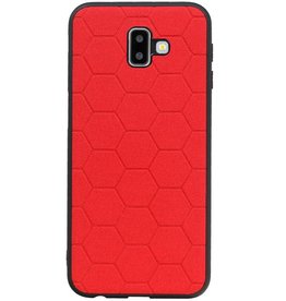 Étui rigide hexagonal pour Samsung Galaxy J6 Plus rouge