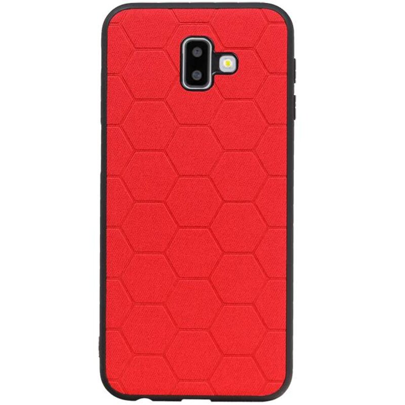 Étui rigide hexagonal pour Samsung Galaxy J6 Plus rouge