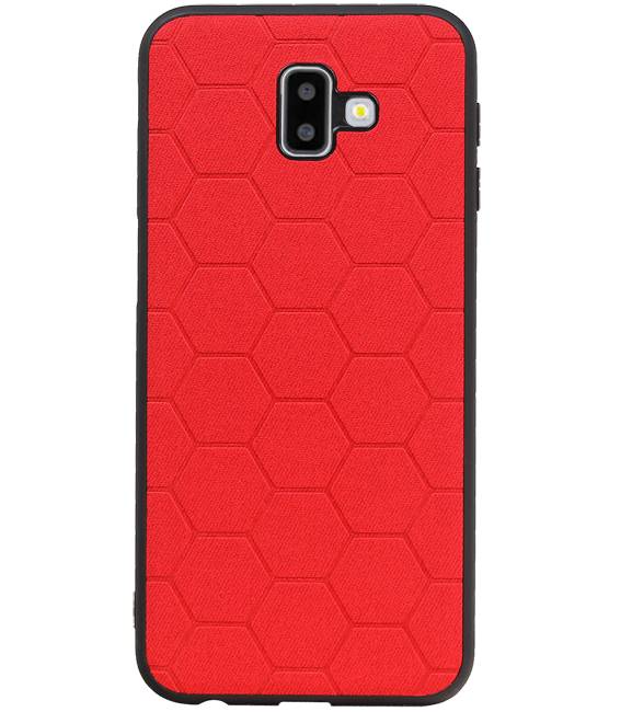 Étui rigide hexagonal pour Samsung Galaxy J6 Plus rouge