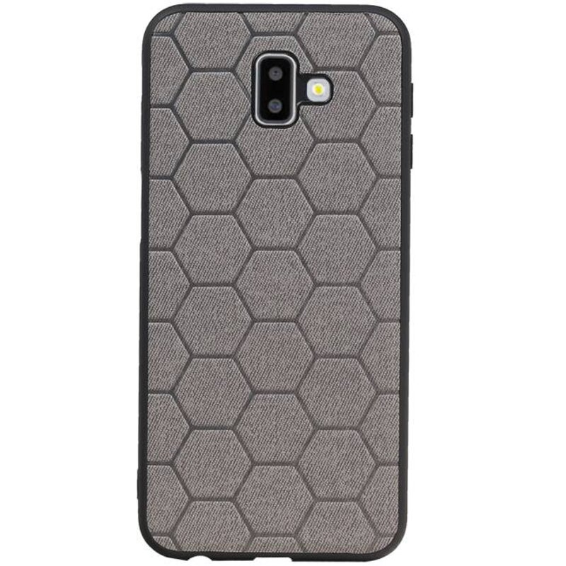 Hexagon Hard Case voor Samsung Galaxy J6 Plus Grijs