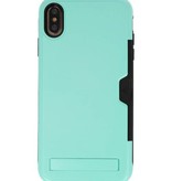 Tough Armor Card Holder Stand Case for iPhone XS Max Turquoise