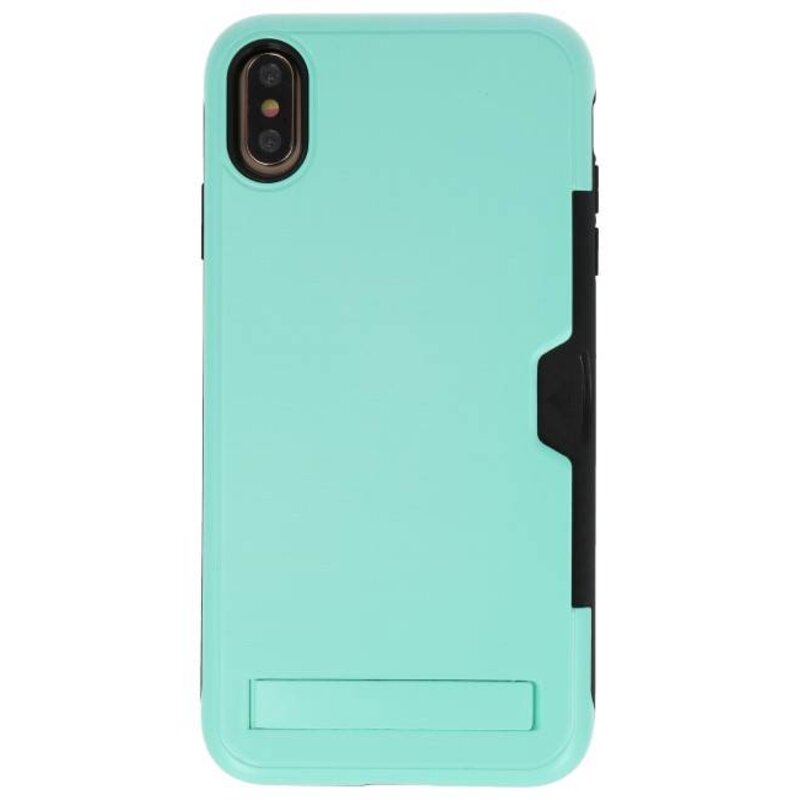 Tough Armor Card Holder Stand Taske til iPhone XS Max Turkis