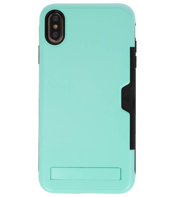 Tough Armor Card Holder Stand Case for iPhone XS Max Turquoise