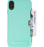 Tough Armor Card Holder Stand Case for iPhone XS Max Turquoise