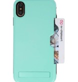Tough Armor Kaarthouder Stand Hoesje voor iPhone XS Max Turquoise