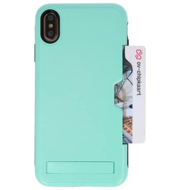 Tough Armor Kaarthouder Stand Hoesje voor iPhone XS Max Turquoise