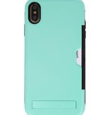 Tough Armor Card Holder Stand Case for iPhone XS Max Turquoise