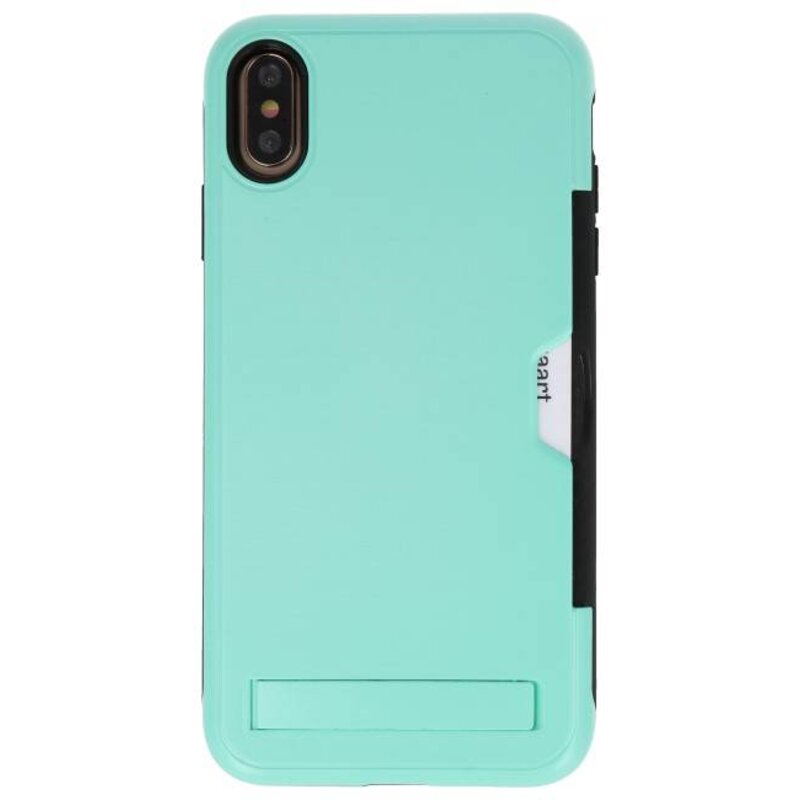 Tough Armor Card Holder Stand Taske til iPhone XS Max Turkis
