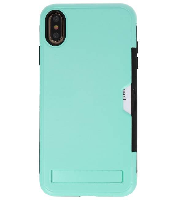 Tough Armor Card Holder Stand Case for iPhone XS Max Turquoise