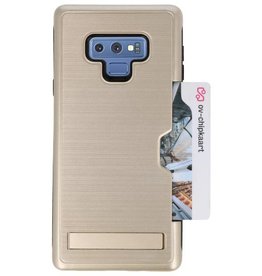 Estuche resistente con soporte para tarjetas de armadura para Note 9 Gold