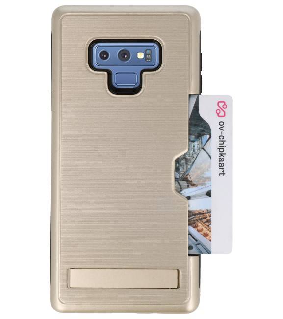 Estuche resistente con soporte para tarjetas de armadura para Note 9 Gold