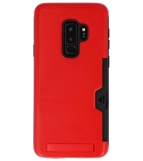 Étui de support pour carte Tough Armor pour Galaxy S9 Plus rouge