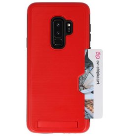 Étui de support pour carte Tough Armor pour Galaxy S9 Plus rouge