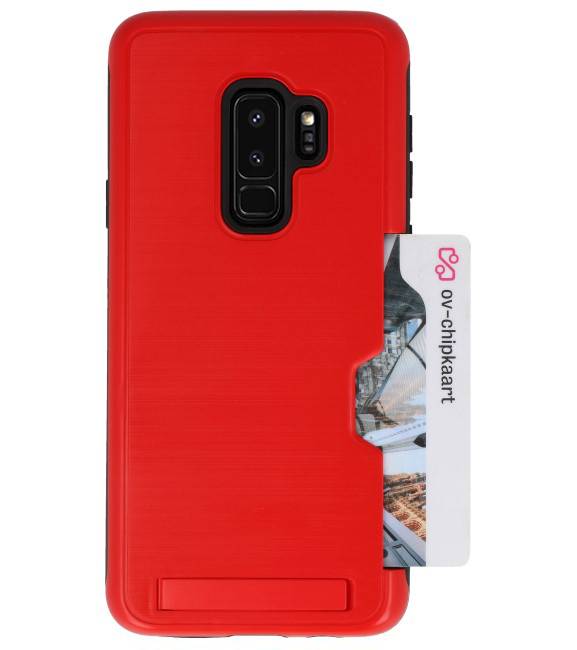 Étui de support pour carte Tough Armor pour Galaxy S9 Plus rouge