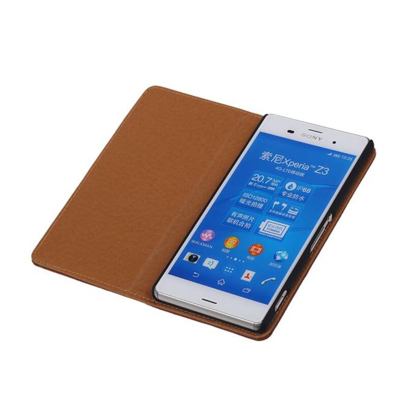 Kartenetui aus gewaschenem Leder für Xperia Z3 Compact Brown