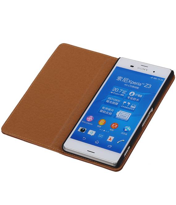 Porte-cartes en cuir délavé pour Xperia Z3 Compact Marron