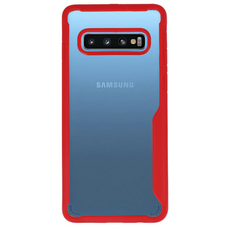 Fokus gennemsigtige hårde etuier til Samsung Galaxy S10 Red