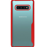 Casos duros transparentes Focus para Samsung Galaxy S10 Plus rojo