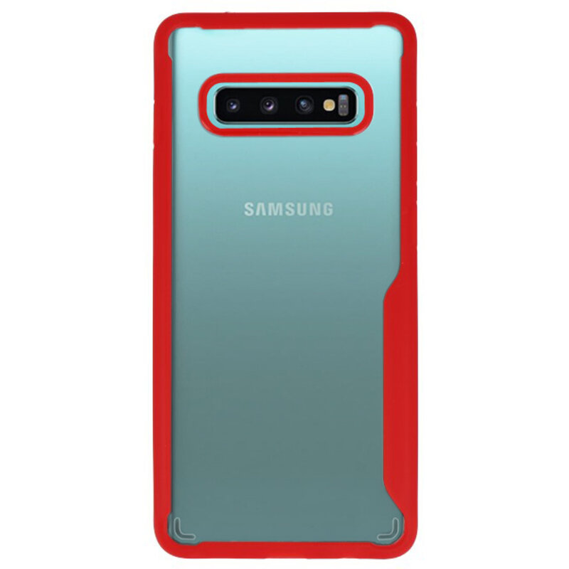 Fokus gennemsigtige hårde etuier til Samsung Galaxy S10 Plus Red