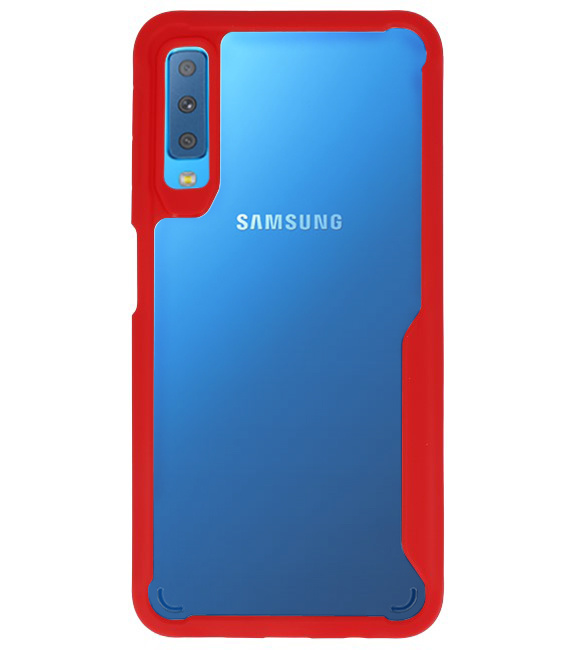 Fokus gennemsigtige hårde etuier til Samsung Galaxy A7 2018 Red