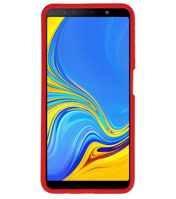 Funda Dura Transparente para Samsung Galaxy A7 2018 Rojo