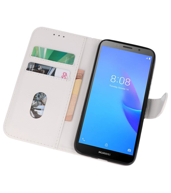 Étuis portefeuille pour étuis Huawei Y5 Lite 2018, blanc