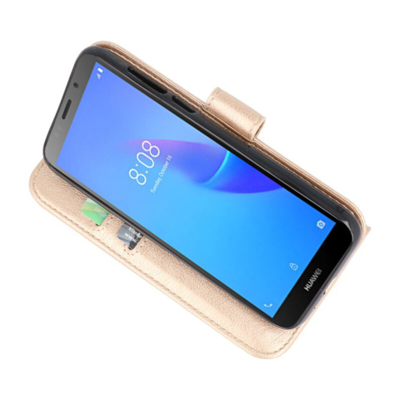 Bookstyle Wallet Cases Case til Huawei Y5 Lite 2018 Gold