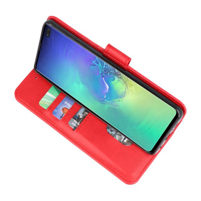 Bookstyle Wallet Taske Etui til Samsung S10 Plus Red