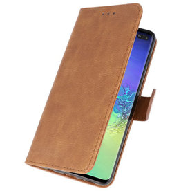 Étuis portefeuille Bookstyle Case pour Samsung S10 Plus Brown