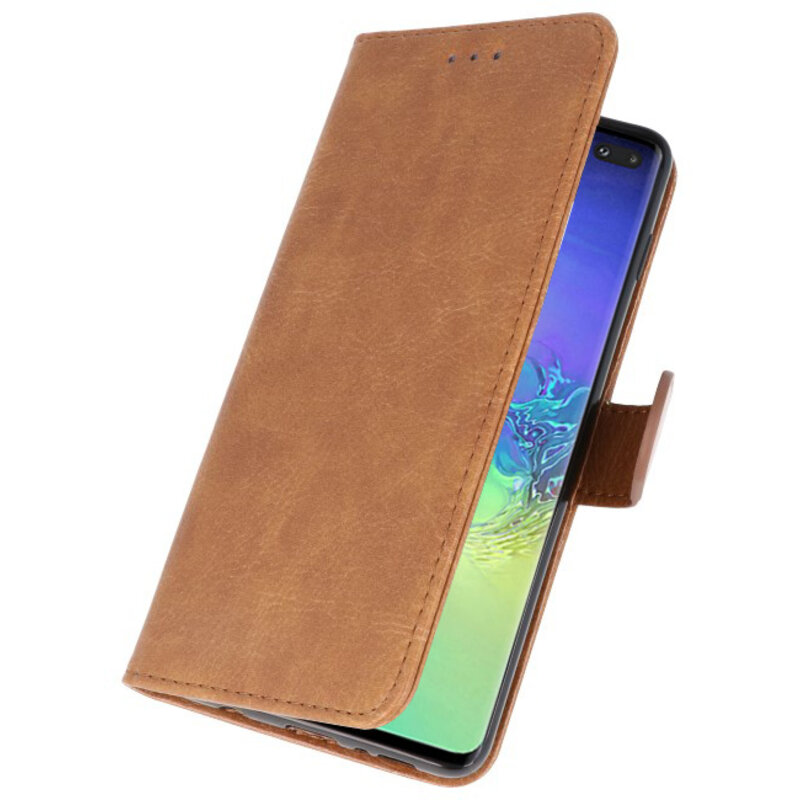 Fundas estilo billetera Bookstyle para Samsung S10 Plus Marrón