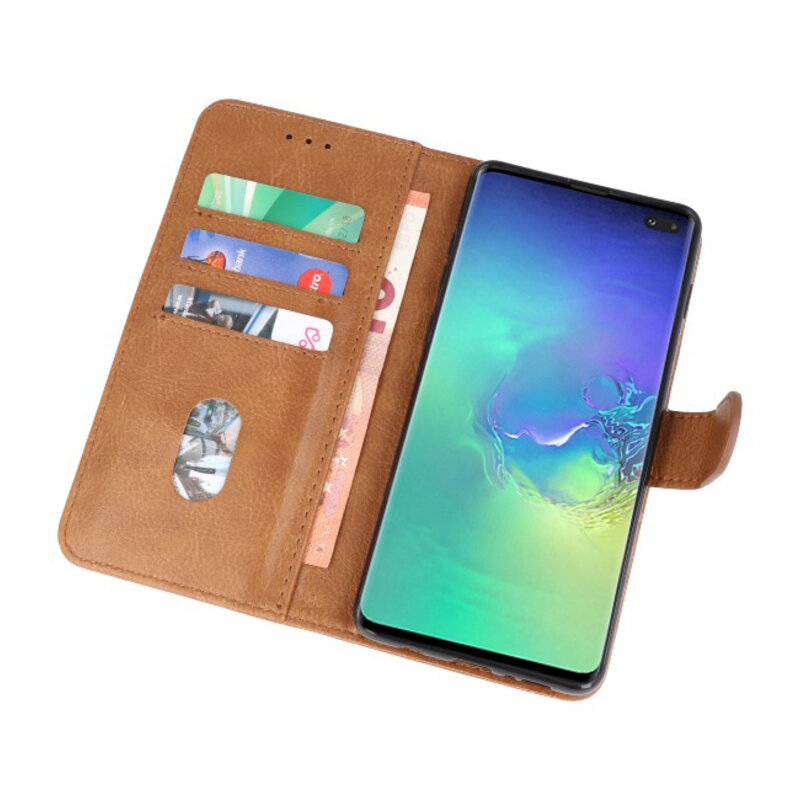 Fundas estilo billetera Bookstyle para Samsung S10 Plus Marrón