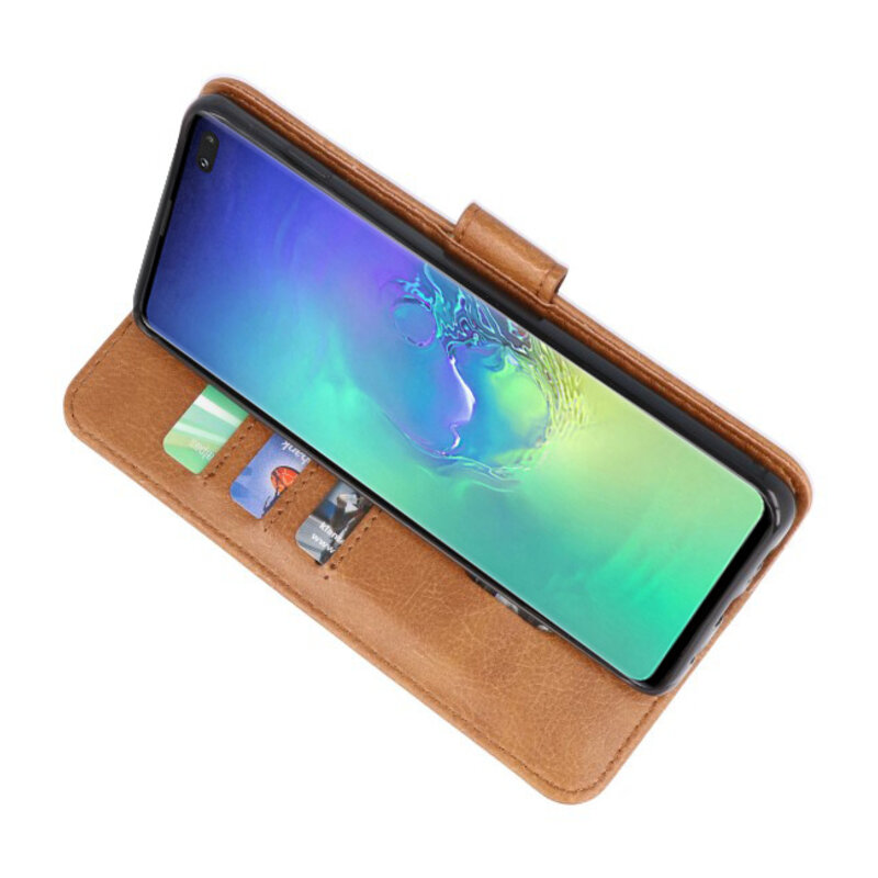 Étuis portefeuille Bookstyle Case pour Samsung S10 Plus Brown