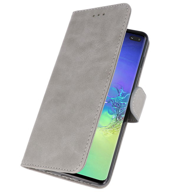Bookstyle Wallet Cases Hülle für Samsung S10 Plus Grau