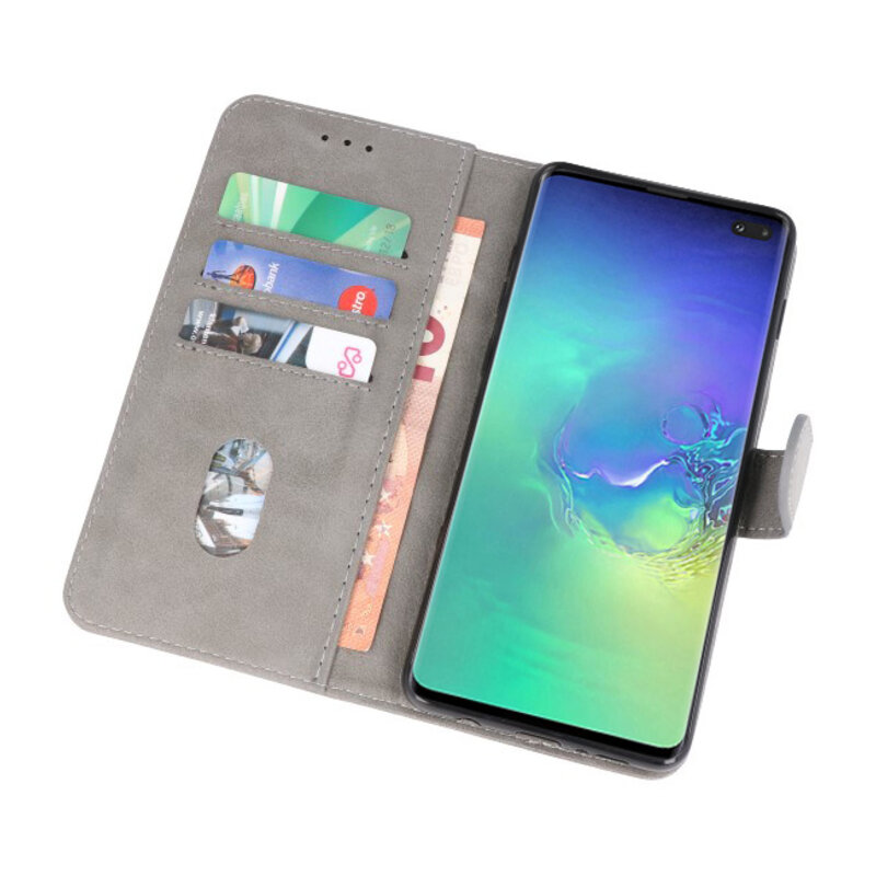 Bookstyle Wallet Taske Etui til Samsung S10 Plus Grey