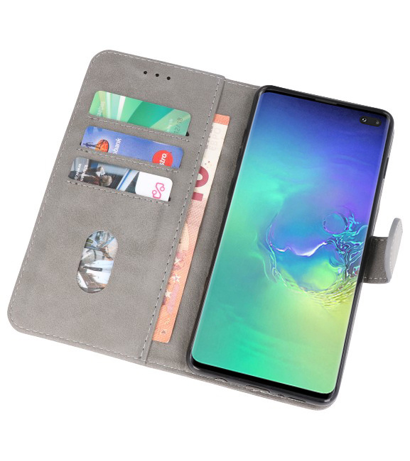 Bookstyle Wallet Taske Etui til Samsung S10 Plus Grey