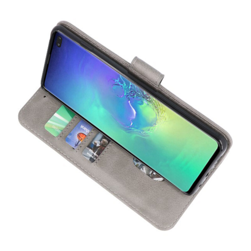 Bookstyle Wallet Taske Etui til Samsung S10 Plus Grey