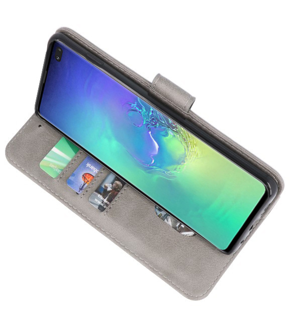 Bookstyle Wallet Cases Hülle für Samsung S10 Plus Grau