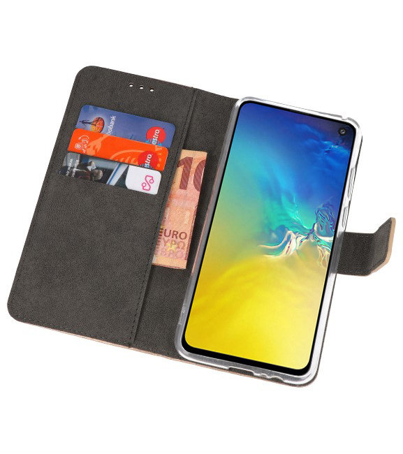 Wallet Cases Hoesje voor Samsung Galaxy S10e Goud