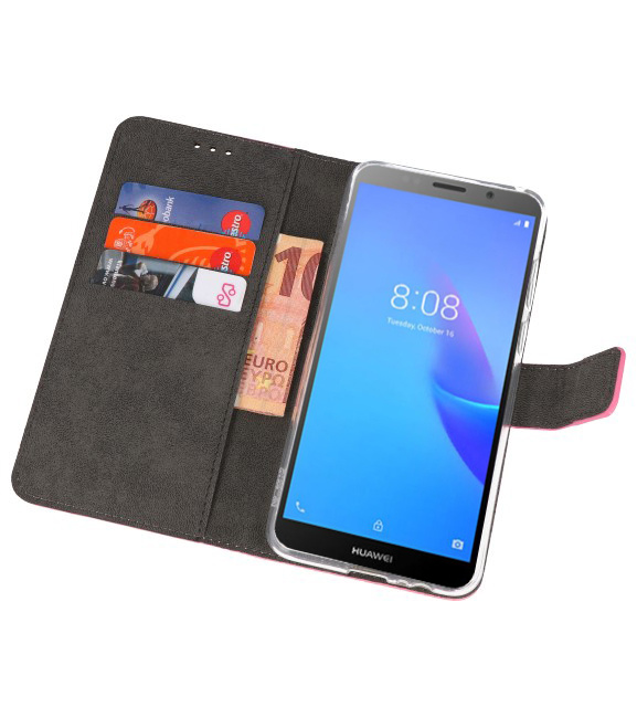 Casos Funda Cartera para Huawei Y5 Lite 2018 Rosa