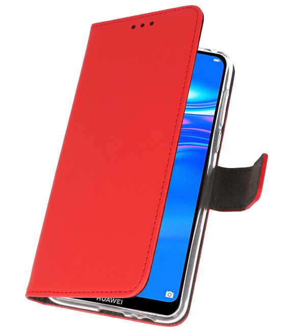 Casos de billetera Estuche para Huawei Y7 / Y7 Prime (2019) Rojo