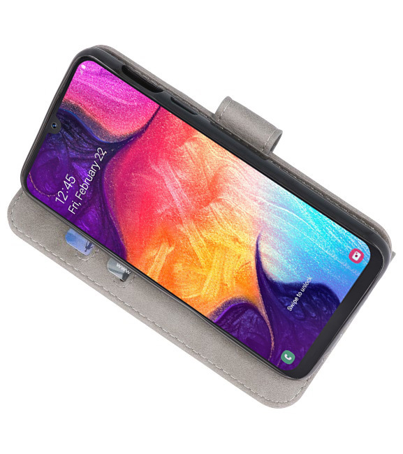 Bookstyle Wallet Cases Hülle für Samsung Galaxy A50 Grau