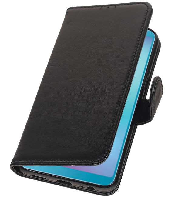 Funda billetera de cuero genuino para Samsung Galaxy A6s negro