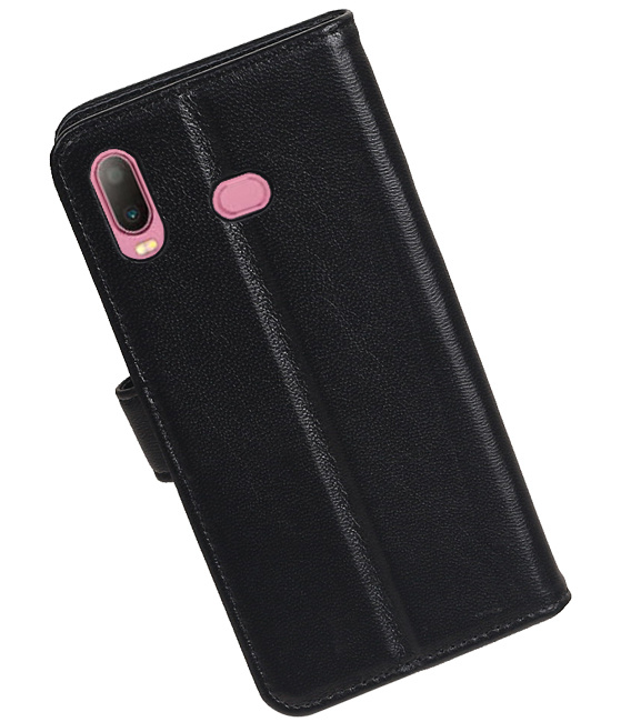 Genuine Leather Wallet Case for Samsung Galaxy A6s Black